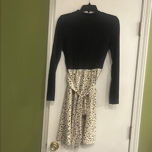 Elegant Black and Cream Floral Dress